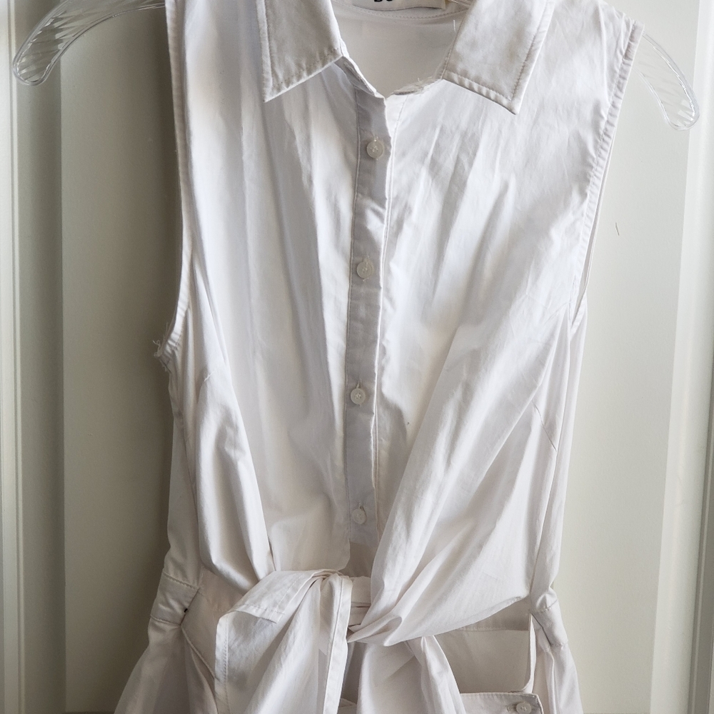 White Linen front tie dress